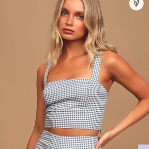 Follow The Sun Blue Gingham Crop Top